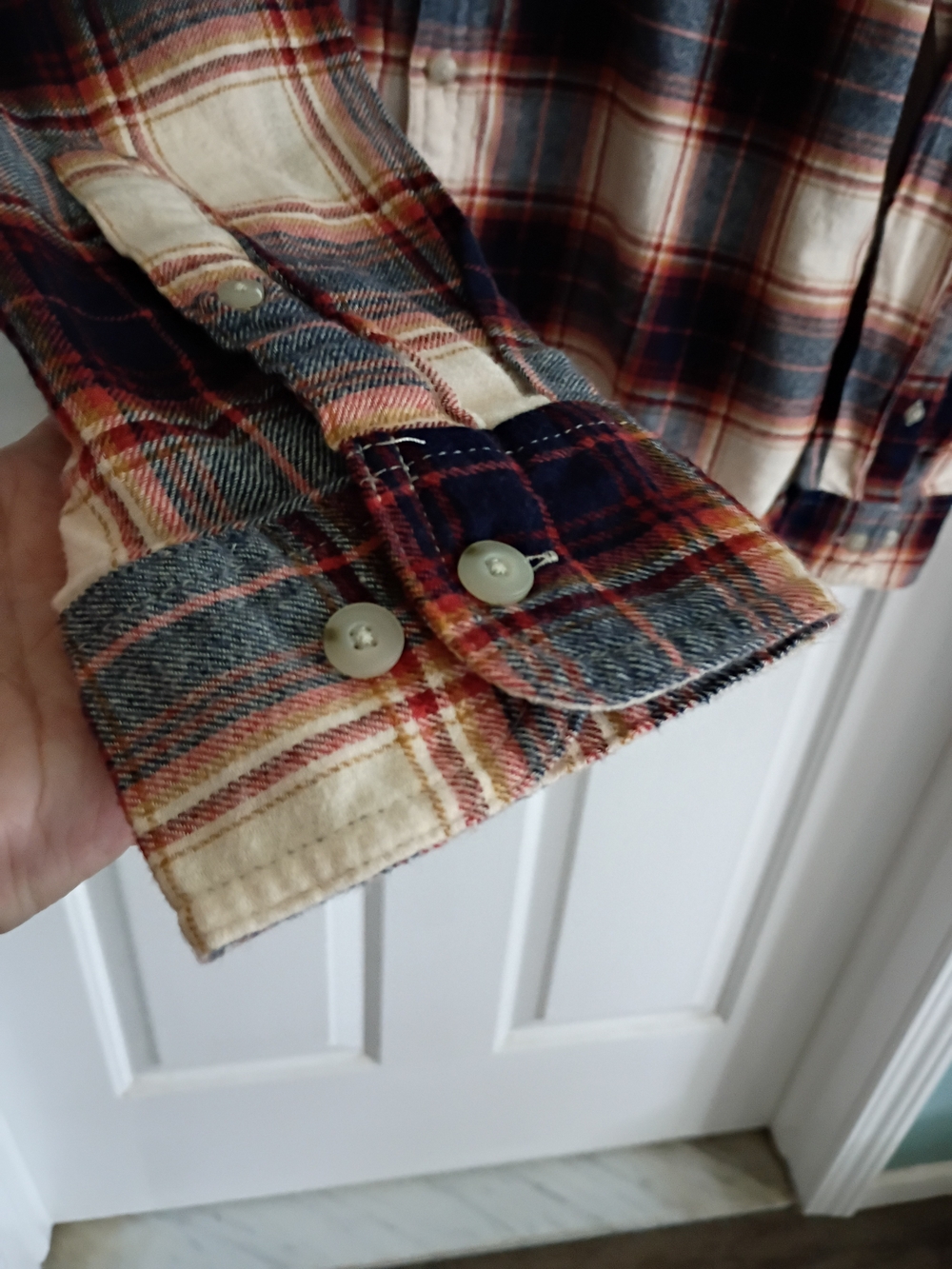 Sonoma Men's Beige Plaid Flannel Shirt - Picture 6 of 8